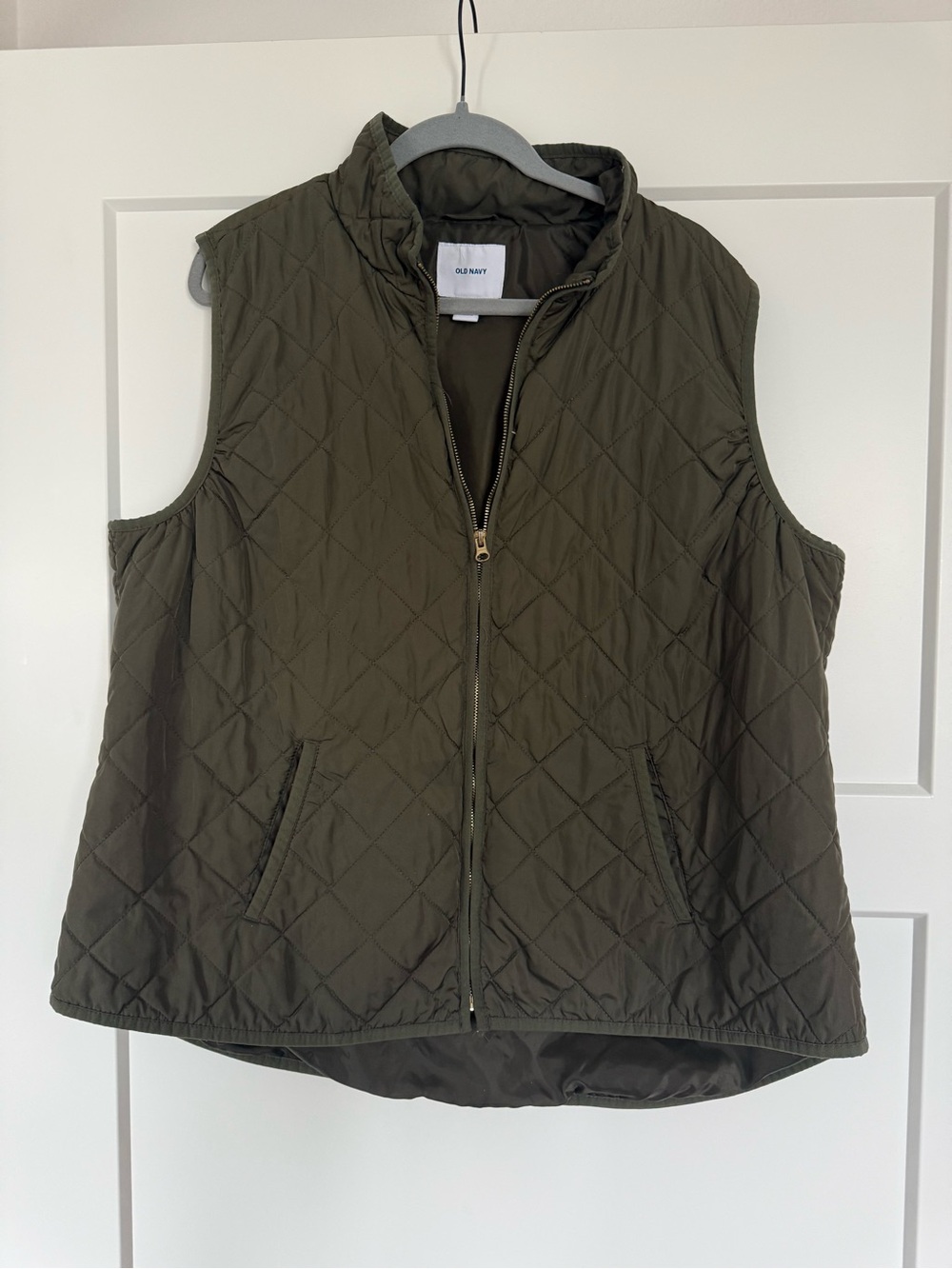 Old Navy Quilted Olive Vest with Front Zip